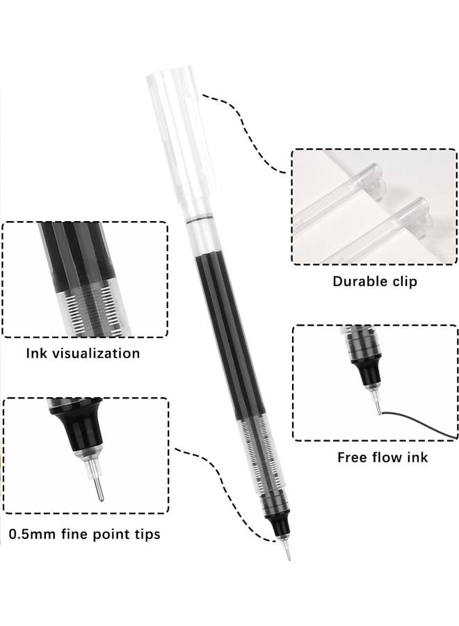 12 قطعة من الأقلام السوداء للمدرسة، أقلام حبر سائلة، قلم حبر جاف أسود ذو رأس رفيع - Image 3