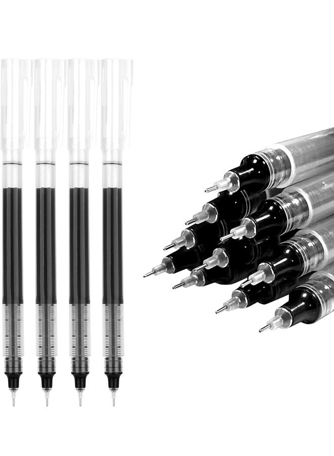 12 قطعة من الأقلام السوداء للمدرسة، أقلام حبر سائلة، قلم حبر جاف أسود ذو رأس رفيع - Image 1