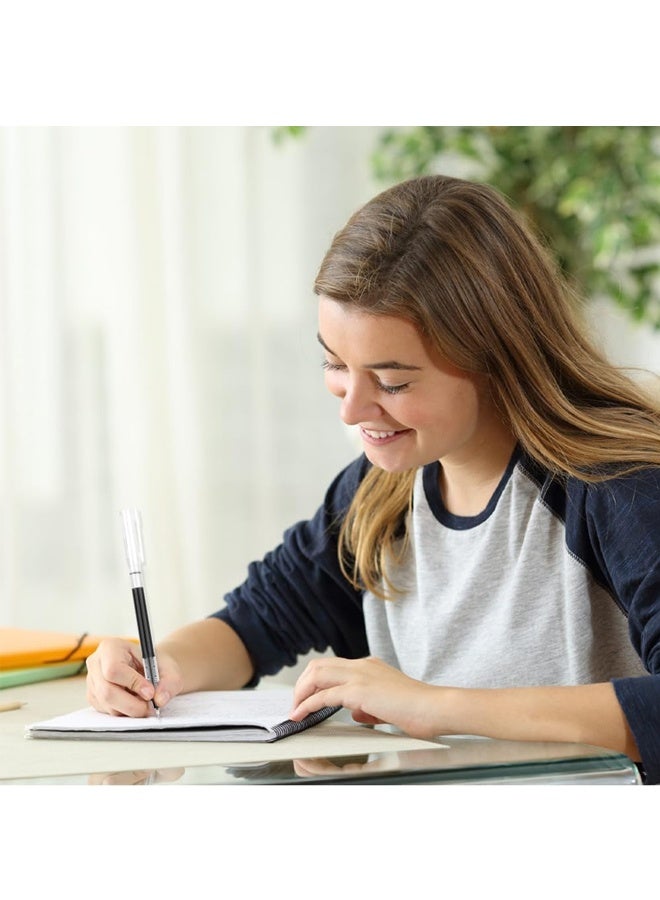 12 قطعة من الأقلام السوداء للمدرسة، أقلام حبر سائلة، قلم حبر جاف أسود ذو رأس رفيع - Image 2