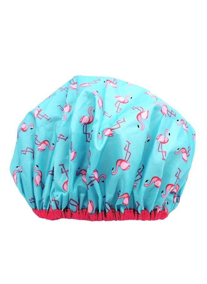 Betty Dain Reusable Shower Cap & Bath Cap & Lined, Oversized Waterproof Shower Caps Large Designed for all Hair Lengths with PEVA Lining & Elastic Band Stretch Hem Hair Hat - Fashionista Flamingo Party 