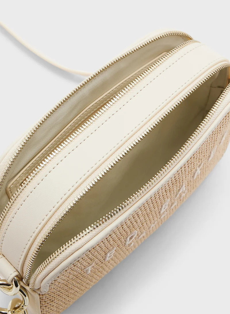 Ted Baker Stelio Faux Raffia Zip Over Crossbody