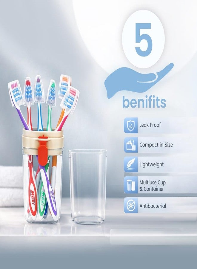 MAXI Expert Soft Bristles Toothbrush with Cap & Toothbrush Container for Travel, Deep Cleaning Oral Care, Hygienic Storage Cover Case | Multicolor Pack of 6 - Image 3
