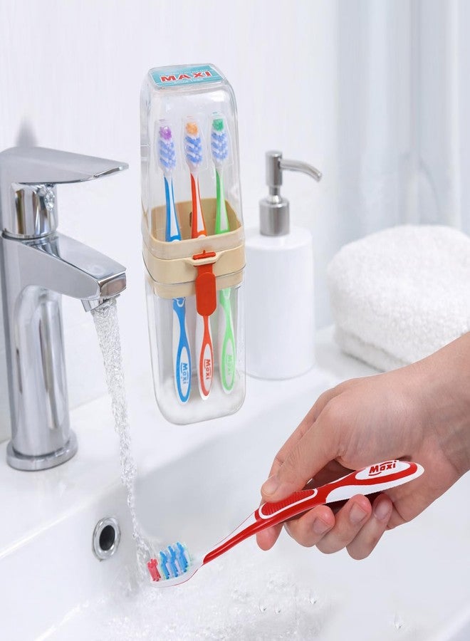 MAXI Expert Soft Bristles Toothbrush with Cap & Toothbrush Container for Travel, Deep Cleaning Oral Care, Hygienic Storage Cover Case | Multicolor Pack of 6 - Image 4