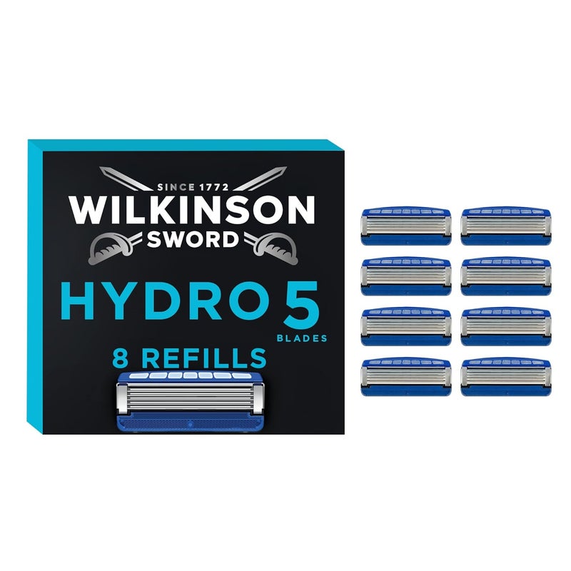 Wilkinson Sword Hydro 5 Skin Protection Regular  Razor Blades for Men Blue Pack of 8
