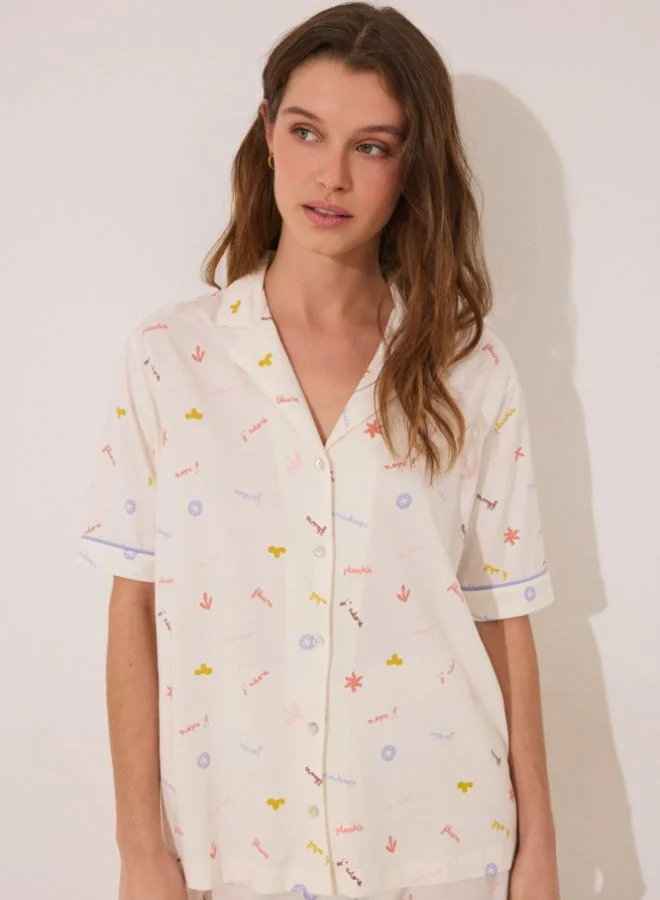 women'secret 100% cotton classic pyjamas with “J´ADORE” print