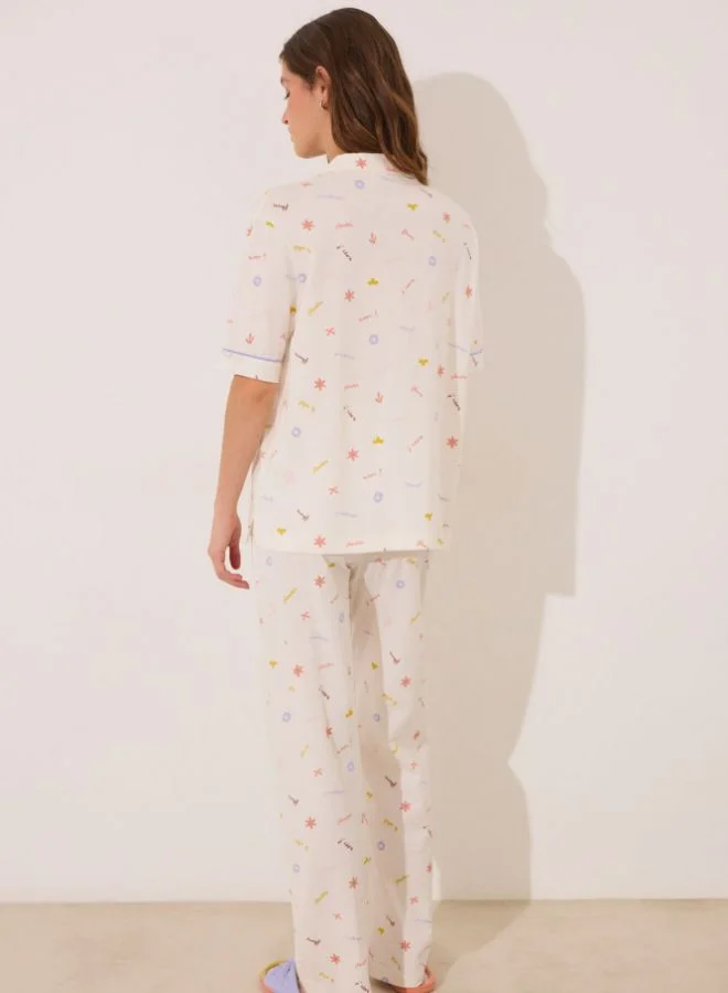 women'secret 100% cotton classic pyjamas with “J´ADORE” print
