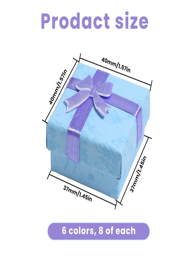 Gabrella 48 Pcs Small Gift Boxes, 1.57x1.57 Inch Mini Gift Box with Lid & Bow for Rings & Jewelry, Multi-Color Square Cardboard Ring Boxes Bulk Set (6 Colors) - Image 2