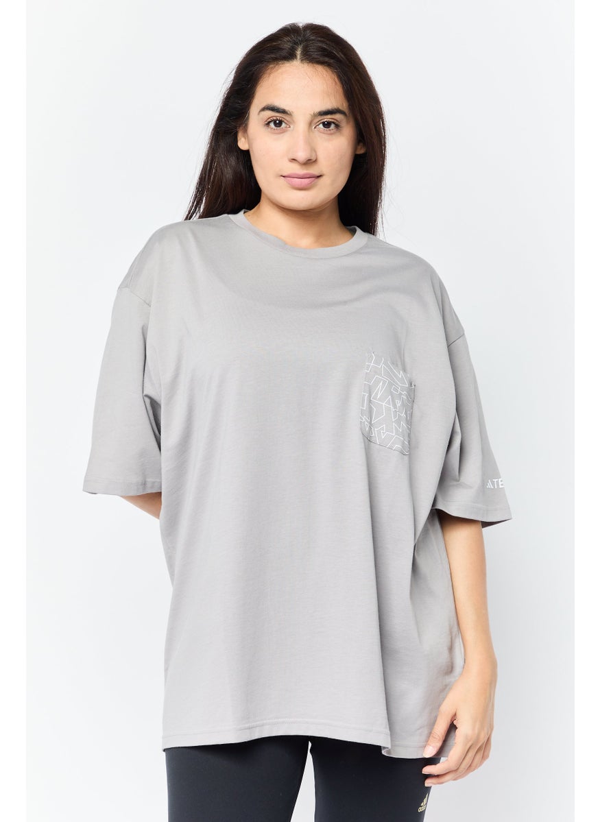 Adidas Women Sportswear Fit Short Sleeves Outdoor T-shirt, Grey  - Image 1