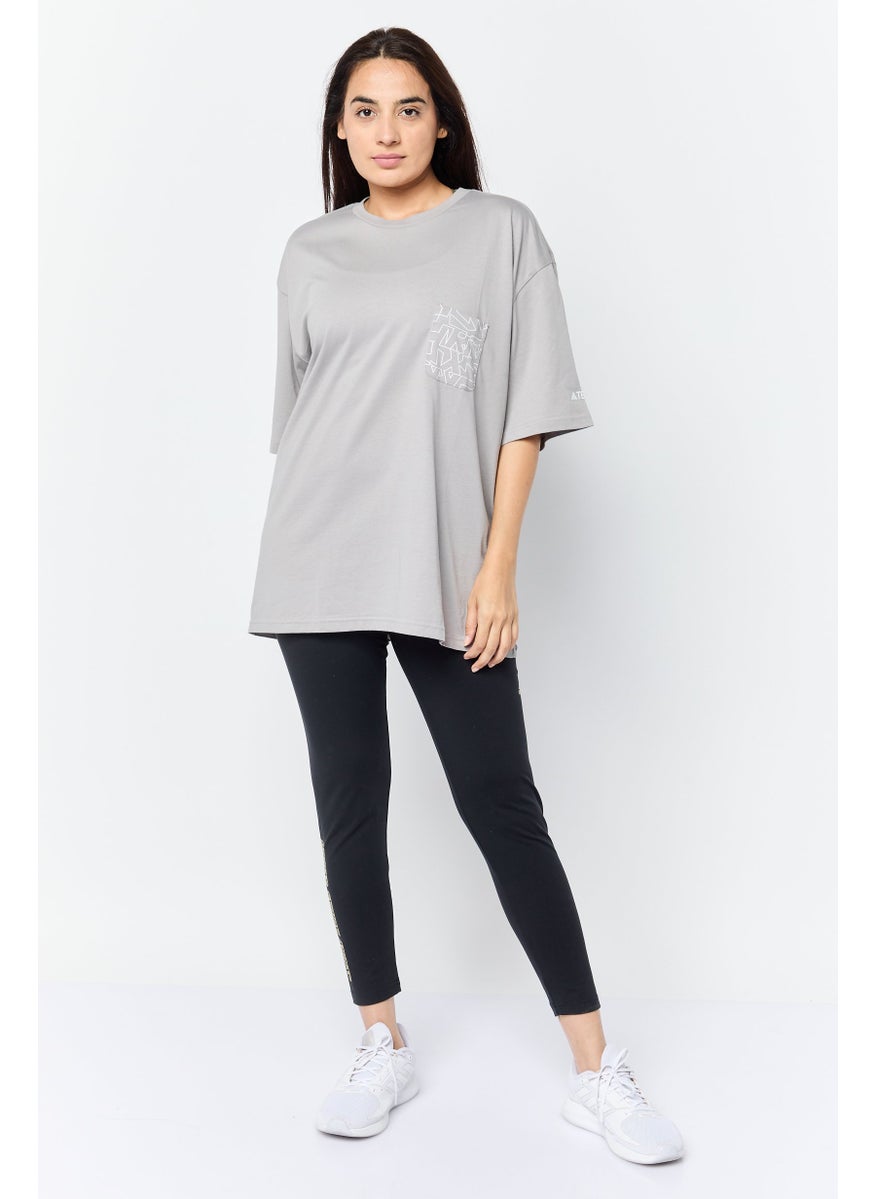 Adidas Women Sportswear Fit Short Sleeves Outdoor T-shirt, Grey  - Image 4