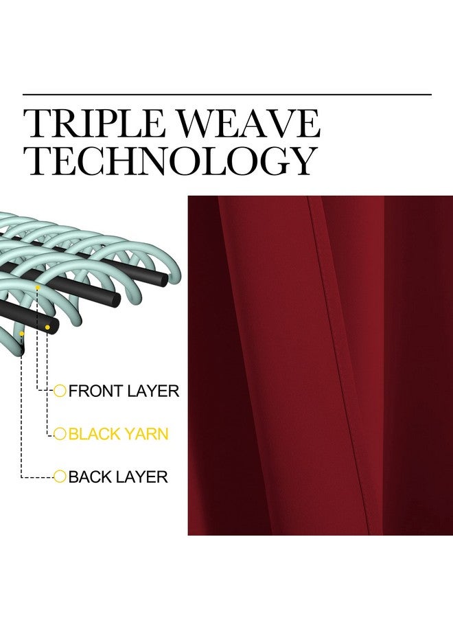 NICETOWN Christmas Burgundy Blackout Curtains and Drapes - Thermal Insulated Solid Rod Pocket Blackout Draperies/Panels for Gift (1 Pair, 42 by 63 inches, Burgundy Red) - Image 5