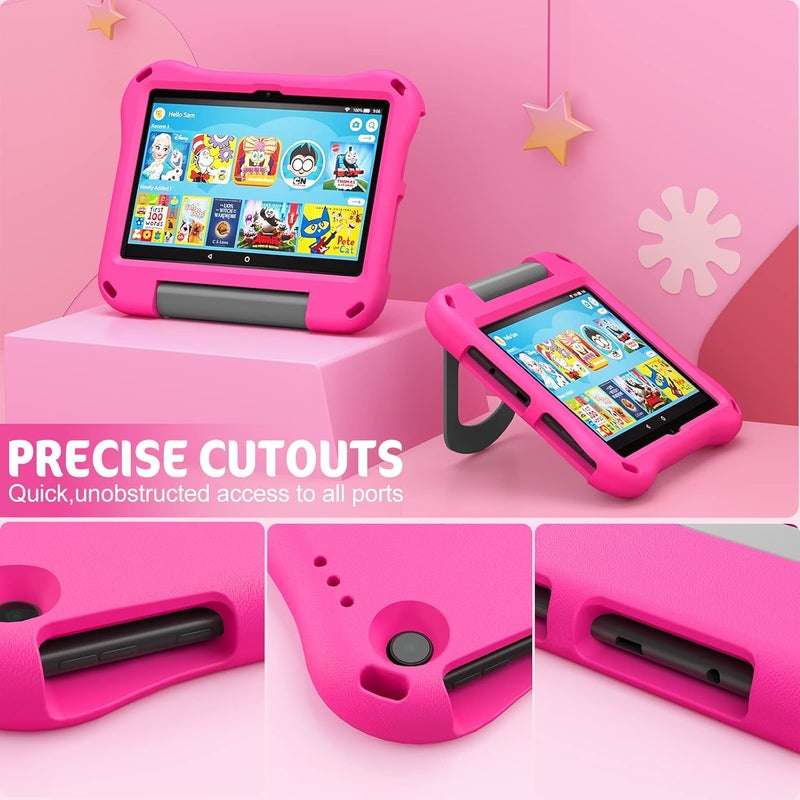 DiHines Fire HD 8 Tablet Case,Fire HD 8 Plus Case for Kids, Shockproof Handle Stand Child-Proof Kids Case Cover for Amazon Kindle Fire HD 8 & Fire HD 8 Plus (8" Display) 10th Generation 2020,Pink - Image 5