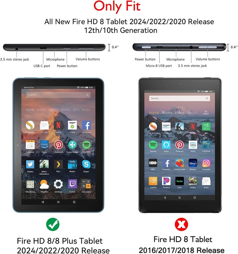 DiHines Fire HD 8 Tablet Case,Fire HD 8 Plus Case for Kids, Shockproof Handle Stand Child-Proof Kids Case Cover for Amazon Kindle Fire HD 8 & Fire HD 8 Plus (8" Display) 10th Generation 2020,Pink - Image 2