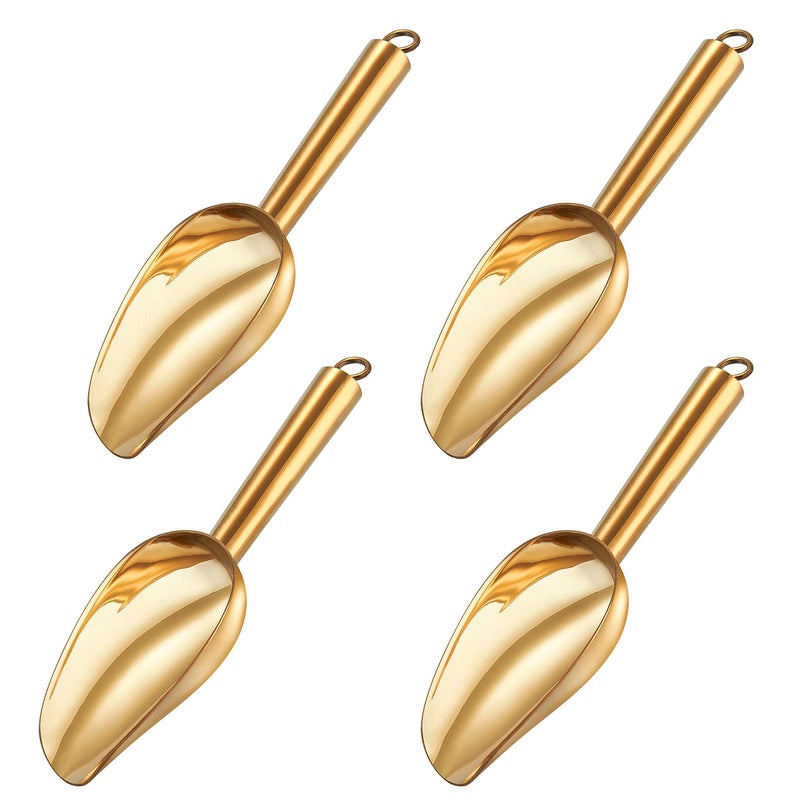 TeamFar TeamFar Mini Scoop Set of 4 3 Oz Small Canister Jar Gold Candy Utility Scoops Stainless Steel for Kitchen Scooping Healthy  Dishwasher Safe