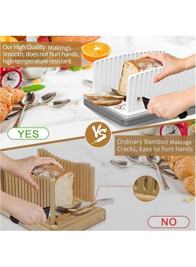 NANAO قطاعة خبز للخبز المنزلي، دليل قطاعة خبز بعرض قابل للتعديل والاستبدال، قطاعة رغيف الخبز مع صينية فتات، مناسبة للخبز المنزلي، الباجلز، الكعك - Image 5