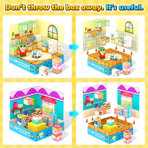Gooidea Magnetic Blocks 2in1 Magnetic Building Blocks Creative Building Craft Sensory Clicking Rustling Travel Toys Kids Toys Games PocketSized Kitchen Magic Display - Image 5