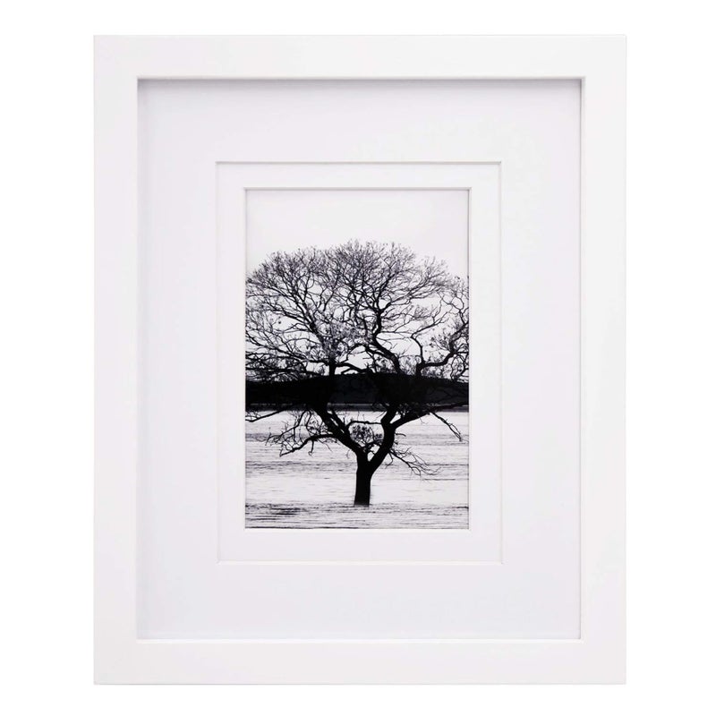 Egofine 8x10 Picture Frame Made of Solid Wood Covered by Plexiglass Display Pictures 4x65x7 with Mat or 8x10 Without Mat for Table Top Display and Wall Mounting Photo Frame White - Image 1