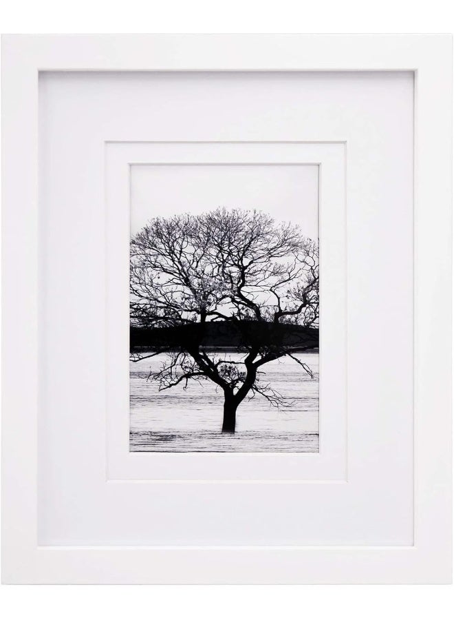 Egofine 8x10 Picture Frame Made of Solid Wood Covered by Plexiglass Display Pictures 4x65x7 with Mat or 8x10 Without Mat for Table Top Display and Wall Mounting Photo Frame White - Image 3