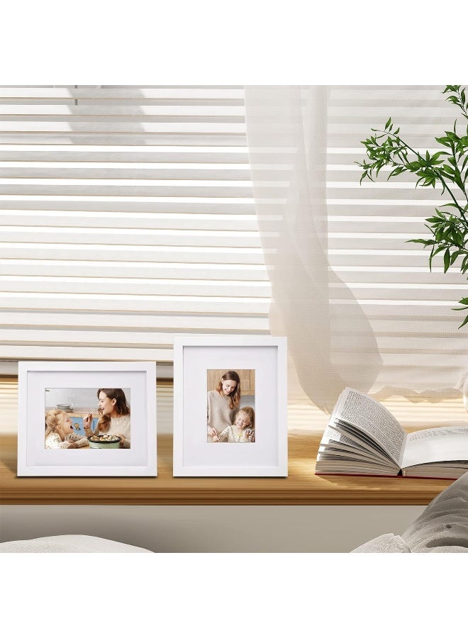 Egofine 8x10 Picture Frame Made of Solid Wood Covered by Plexiglass Display Pictures 4x65x7 with Mat or 8x10 Without Mat for Table Top Display and Wall Mounting Photo Frame White - Image 4