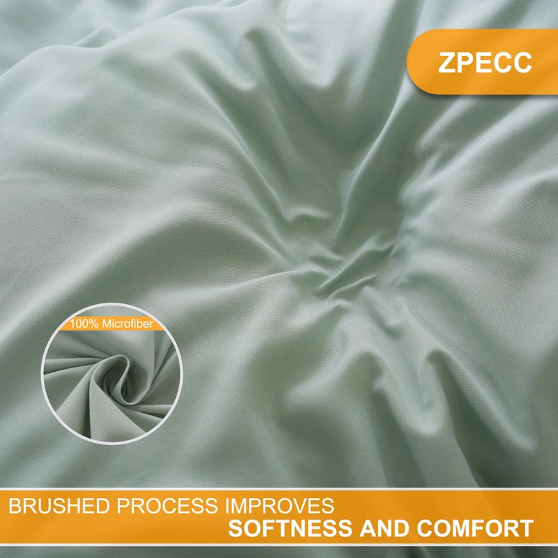 ZPECC مجموعة 6 قطع من الشراشف المسطحة فقط بحجم كوين - زيبك سهلة الفرز بألوان خيوط الحواف - قماش ميكروفايبر ناعم ومت耐耐 - أساسيات الفنادق والشقق المفروشة للضيوف - 90 بوصة × 102 بوصة - أخضر مريمي - Image 2