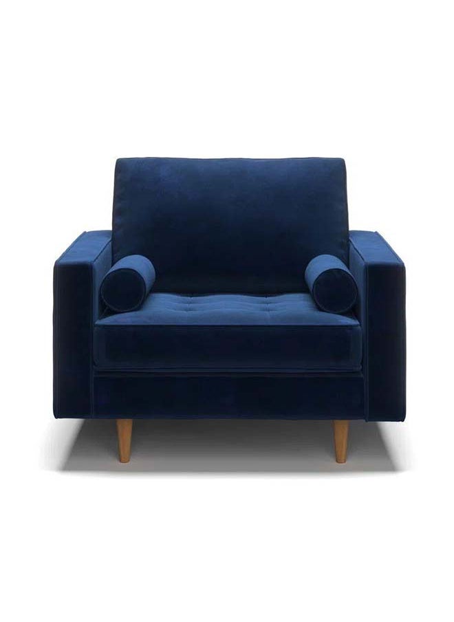 Al Home Deep Blue Velvet Chair Swedish Wood By Alhome 80x85 cm 