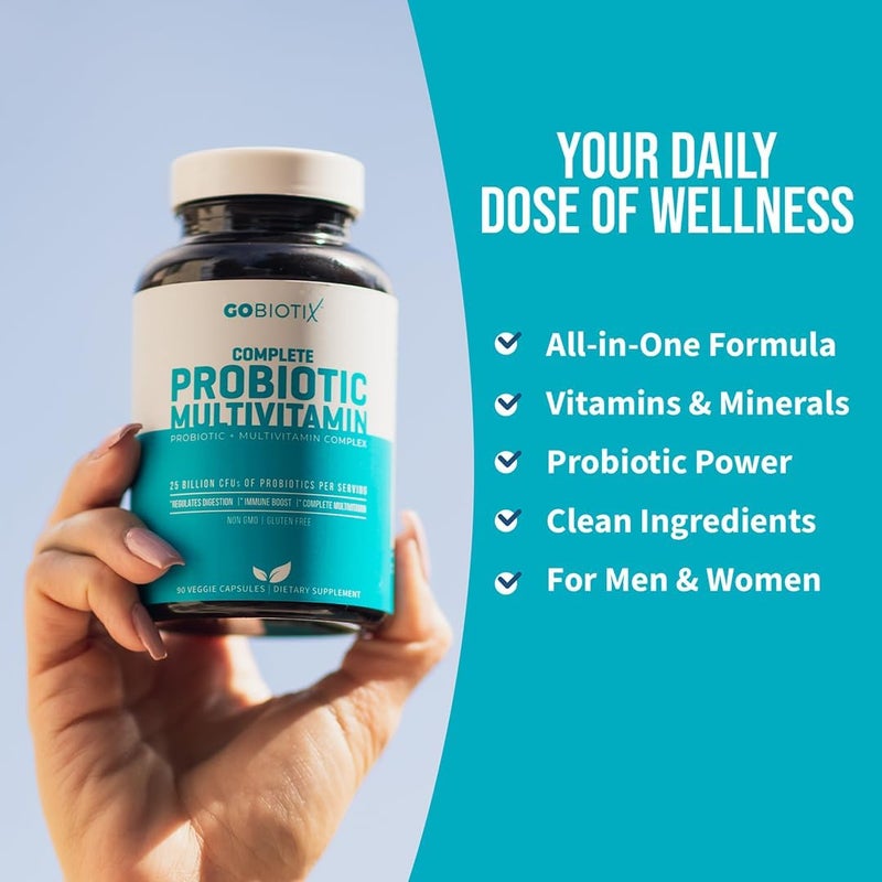 GOBIOTIX Multivitamin with Probiotics and Digestive Enzymes  25 Billion CFU  Digestive Health Probiotics for Women and Men  Gluten Free Pills  90 Capsules - Image 4