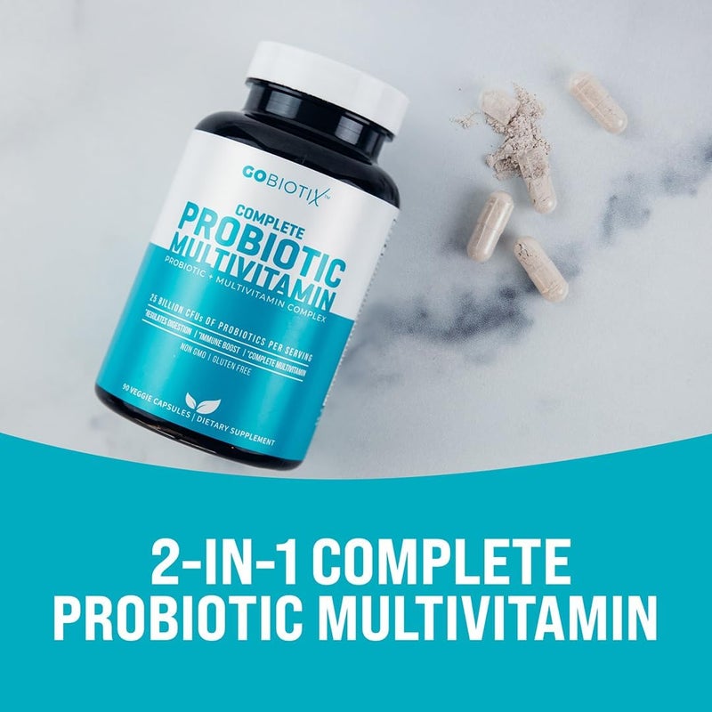 GOBIOTIX Multivitamin with Probiotics and Digestive Enzymes  25 Billion CFU  Digestive Health Probiotics for Women and Men  Gluten Free Pills  90 Capsules - Image 3
