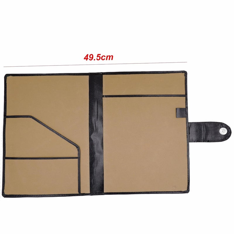 Asraw حافظة ملفات مؤتمرات احترافية من جلد PU متعددة الاستخدامات مع قفل زر مغناطيسي لتنظيم الشهادات للاجتماعات والمؤتمرات والندوات والعروض التقديمية ومحفظة المقابلات (أسود داكن) - Image 2
