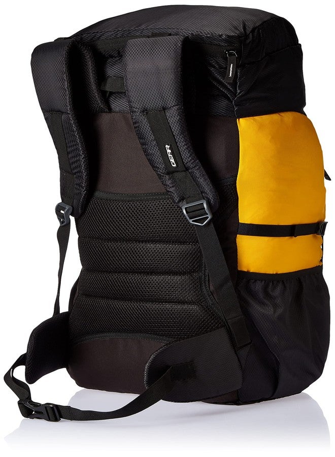 جير حقيبة ظهر كبيرة مقاومة للماء من Gear Alphamount سعة 48 لترًا، مناسبة للرحلات والتخييم والسفر، مزودة بأربعة أقسام، للرجال والنساء (أسود وأصفر) - Image 5