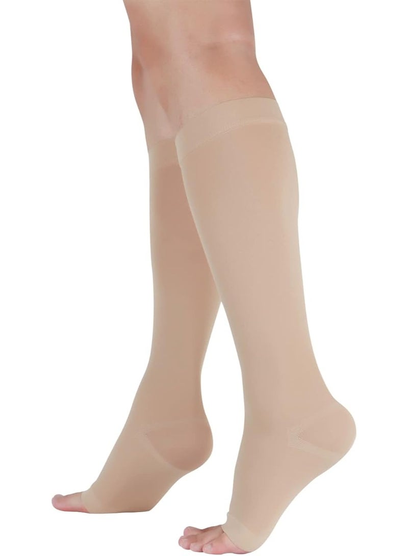 Therapeutic Compression Socks - Knee High Open Toe Stockings for Varicose Vein & Swollen Legs Relief - Comfortable & Practical Daily Use - Image 3