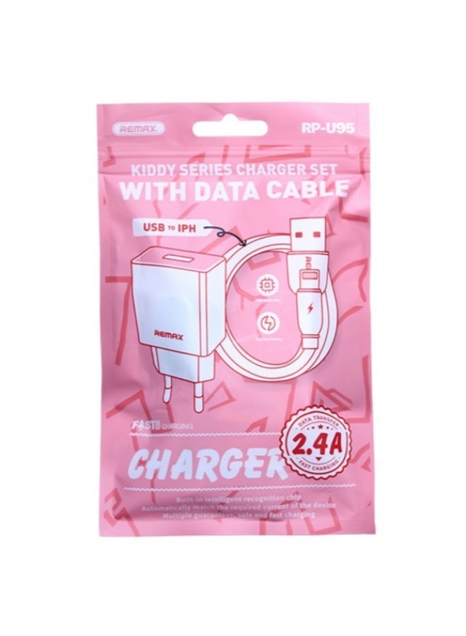 ريماكس شاحن حائط 12 وات مع كابل لايتنينج، محول شحن سريع 1USB 2.4A مع شريحة حماية ذكية - صغير الحجم وآمن لأجهزة iPhone وiPad وأجهزة Apple - أبيض - Image 2