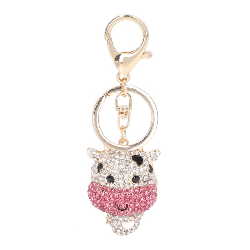 Rhinestone Keychain Cute Cartoon Calf Shape Shiny Beautiful Purple Rhinestone Keychain for Car Pendant Bag Ornament - Image 1