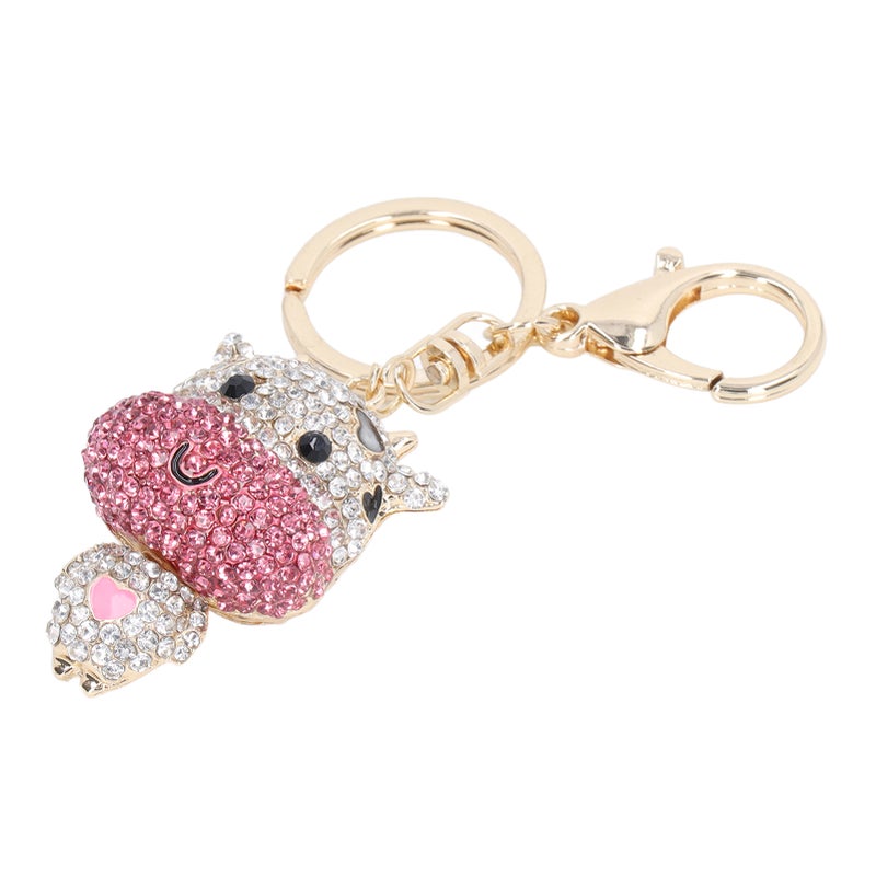 Rhinestone Keychain Cute Cartoon Calf Shape Shiny Beautiful Purple Rhinestone Keychain for Car Pendant Bag Ornament - Image 2
