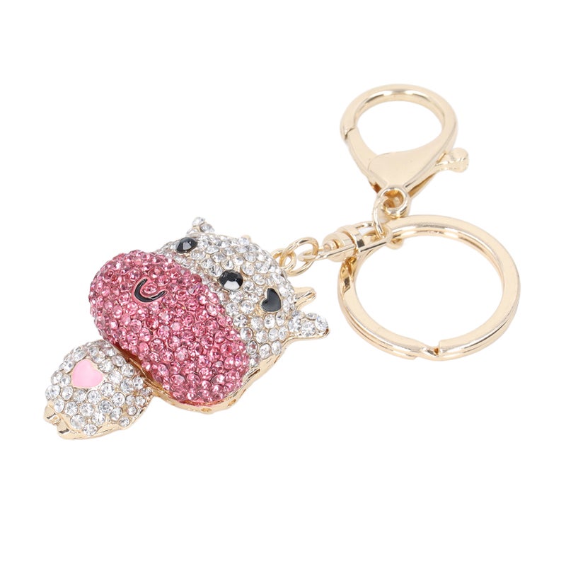 Rhinestone Keychain Cute Cartoon Calf Shape Shiny Beautiful Purple Rhinestone Keychain for Car Pendant Bag Ornament - Image 3