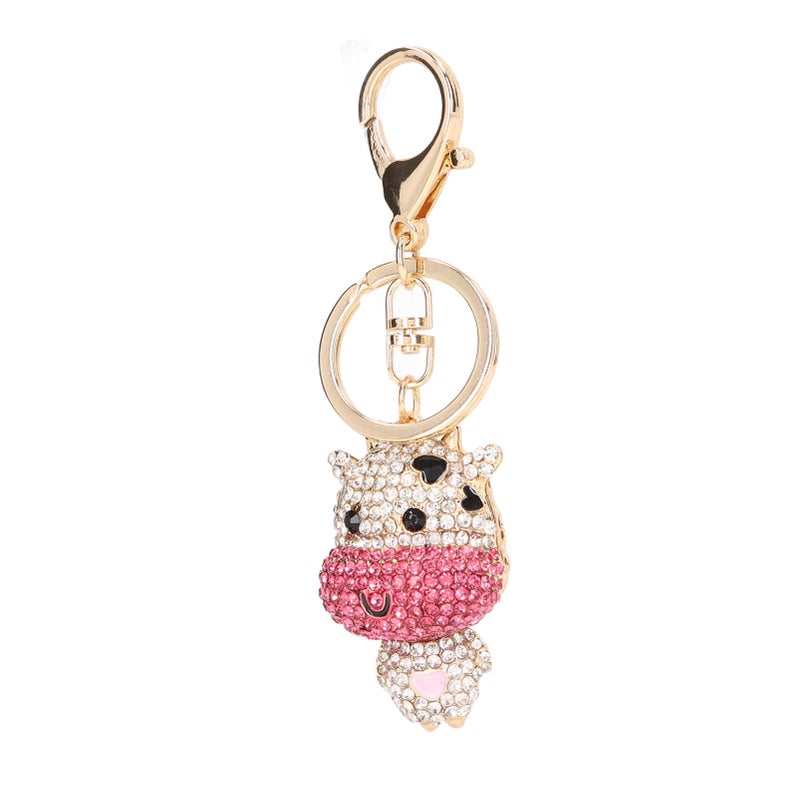 Rhinestone Keychain Cute Cartoon Calf Shape Shiny Beautiful Purple Rhinestone Keychain for Car Pendant Bag Ornament - Image 5