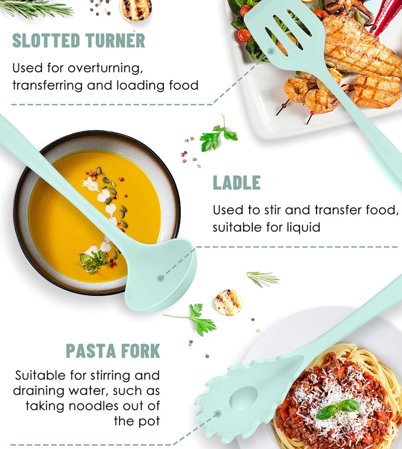 Pranski Kitchen Utensils Set-12 Pieces Silicone Cooking Utensils Set (Dishwasher Safe) 392°F Heat Resistant Spatula Set,Kitchen Utensil Set for Nonstick Cookware,Best Kitchen Tools with Holder - Image 4