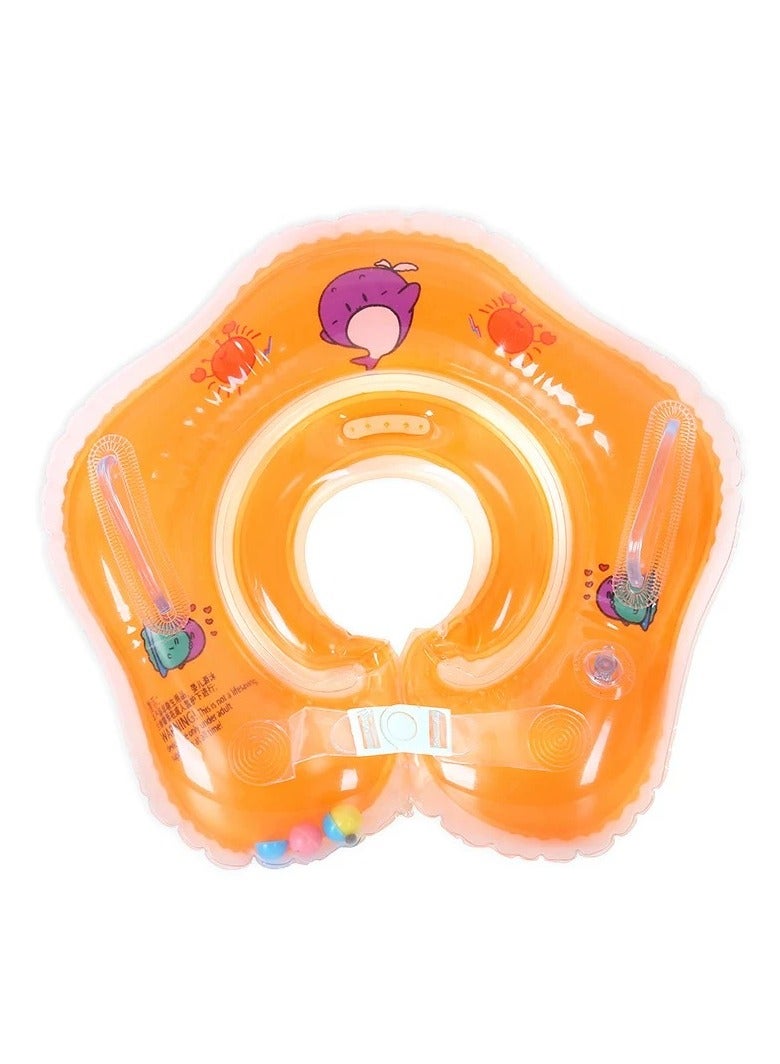 Orange Baby inflatable swimming ring, suitable for swimming pool bathtub, 0-18 months children's swimming buoy soft skin-friendly fabric material baby swimming buoy