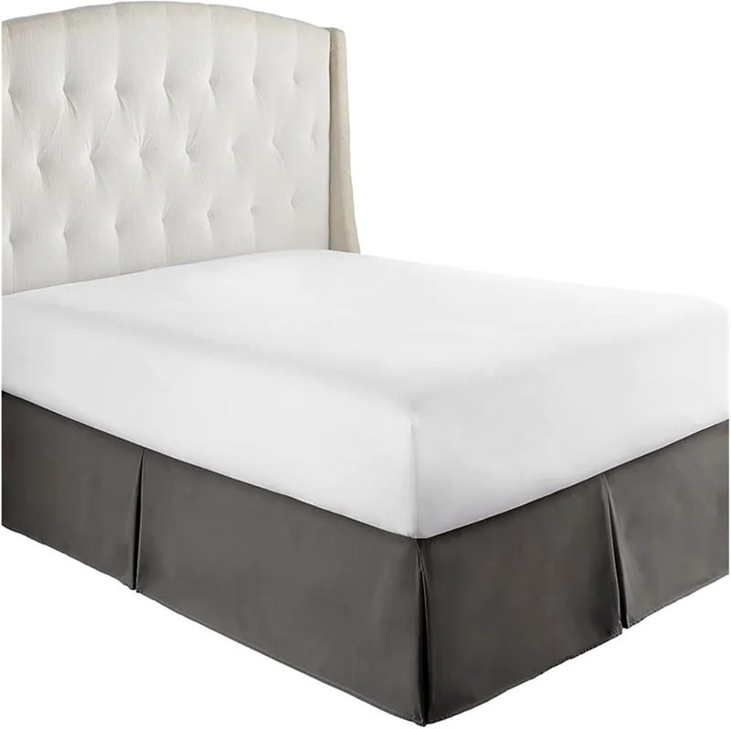 Comfortable Soft Pleated Tailored Bed Skirt with Wrinkle & Fade Resistant Fabric -15 Inch High Bedding(Dark Grey,Full 135x190x35 cm) - Image 1