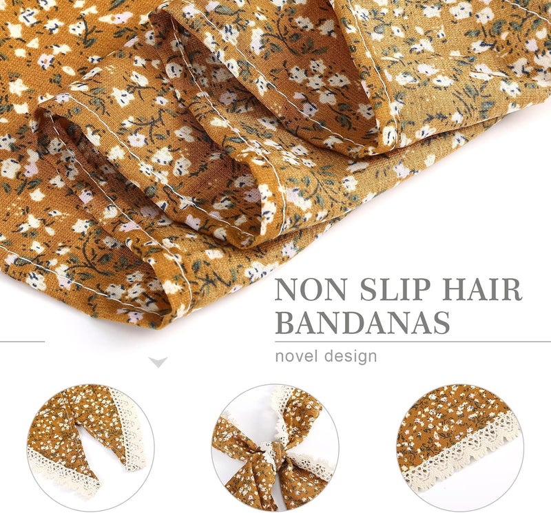 Molans 3Pcs Floral Chiffon Head Scarf Set for Women - Black, Yellow, White - Image 4