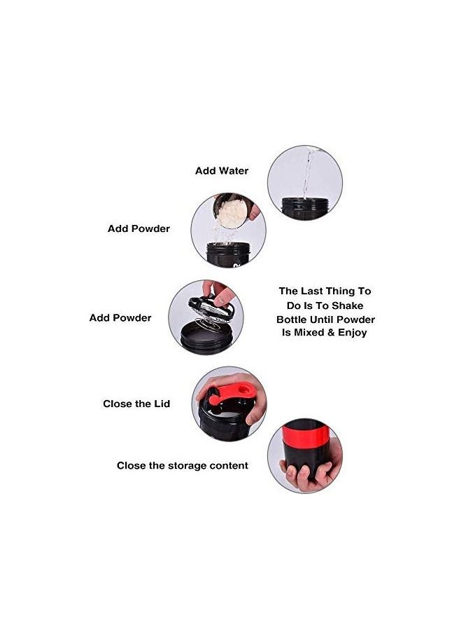 H PRO - H PRO Spider Bottle | Non Slip 3 Layer Twist Off Bottle | Leak Proof Blender Bottle With Supplement and Pill Storage Compartment | BPA Free Plastic Bottle Ideal For Preworkout Protein Drink-Red - Image 1