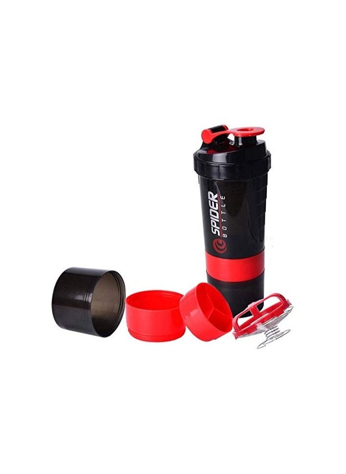H PRO - H PRO Spider Bottle | Non Slip 3 Layer Twist Off Bottle | Leak Proof Blender Bottle With Supplement and Pill Storage Compartment | BPA Free Plastic Bottle Ideal For Preworkout Protein Drink-Red - Image 1