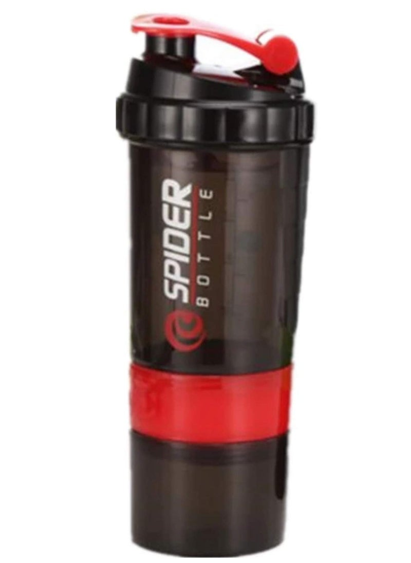 H PRO - H PRO Spider Bottle | Non Slip 3 Layer Twist Off Bottle | Leak Proof Blender Bottle With Supplement and Pill Storage Compartment | BPA Free Plastic Bottle Ideal For Preworkout Protein Drink-Red - Image 1