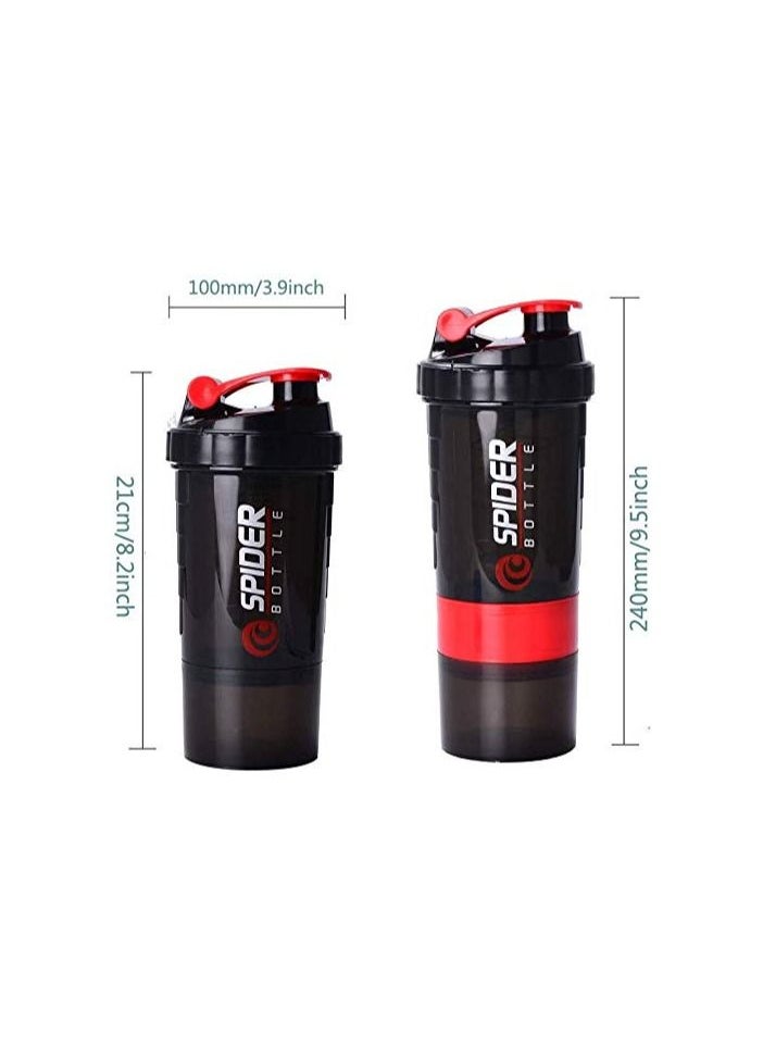 H PRO - H PRO Spider Bottle | Non Slip 3 Layer Twist Off Bottle | Leak Proof Blender Bottle With Supplement and Pill Storage Compartment | BPA Free Plastic Bottle Ideal For Preworkout Protein Drink-Red - Image 1