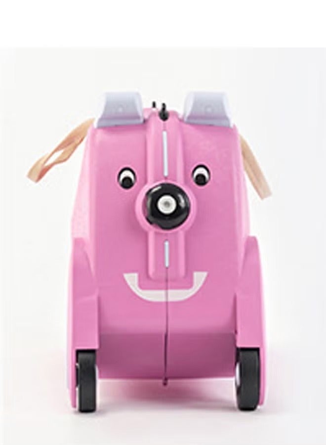 BLOOMING TIME Pink Puppy Children's Suitcase Can Be Single Shoulder Strap Roller Can Be Ridden And Pulled Pink - Image 2
