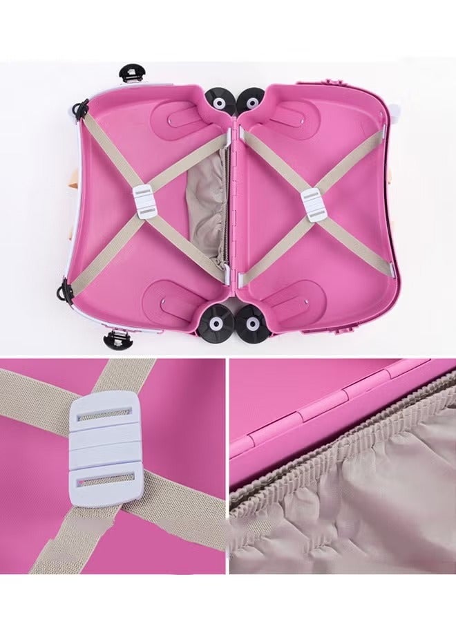 BLOOMING TIME Pink Puppy Children's Suitcase Can Be Single Shoulder Strap Roller Can Be Ridden And Pulled Pink - Image 3