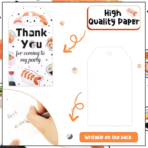 Serencatcher 72pcs Sushi Party Decorations, Japanese Theme Sushi Keychain Thank You Tags White Organza Bags for Asian Japanese Food Theme Party Supplies - Image 4