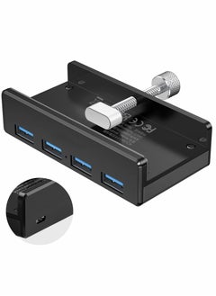 Y&D USB Hub 3.0, Desk 4 Port Aluminum Clamp with Durable Adjustable Clip, Desktop Powered for iMac /Laptop/PC (Black)  - Image 1
