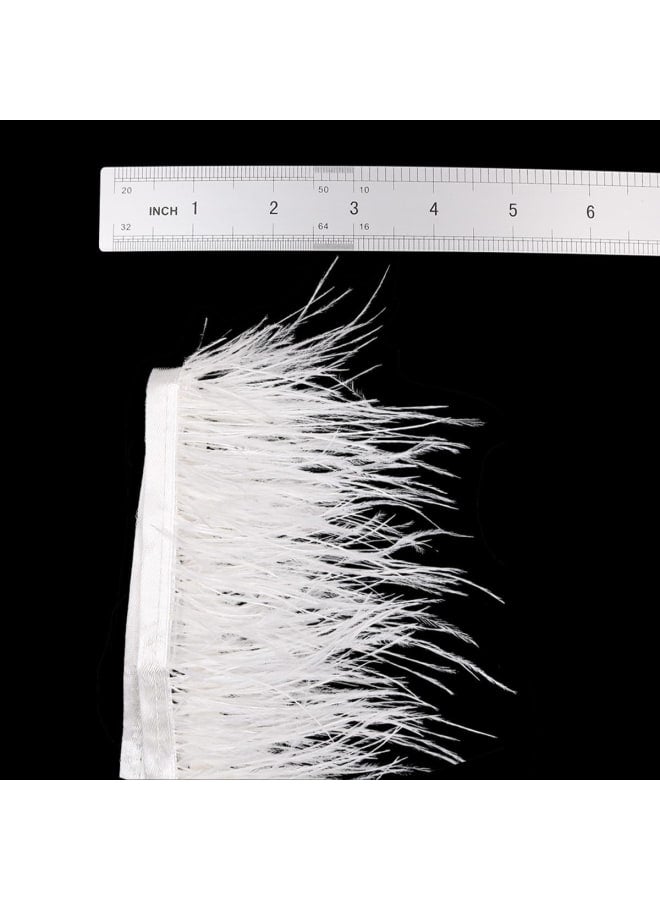2 Yards Natural Soft Ostrich Feathers Fringe Trims Ribbon for Dress Sewing Decoration Craft Clothing Wedding Decoration Sewing Crafts 10-12cm(White)  - Image 2