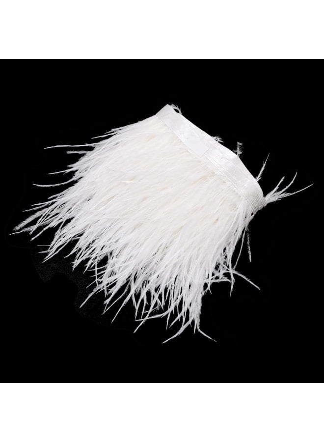 2 Yards Natural Soft Ostrich Feathers Fringe Trims Ribbon for Dress Sewing Decoration Craft Clothing Wedding Decoration Sewing Crafts 10-12cm(White)  - Image 1
