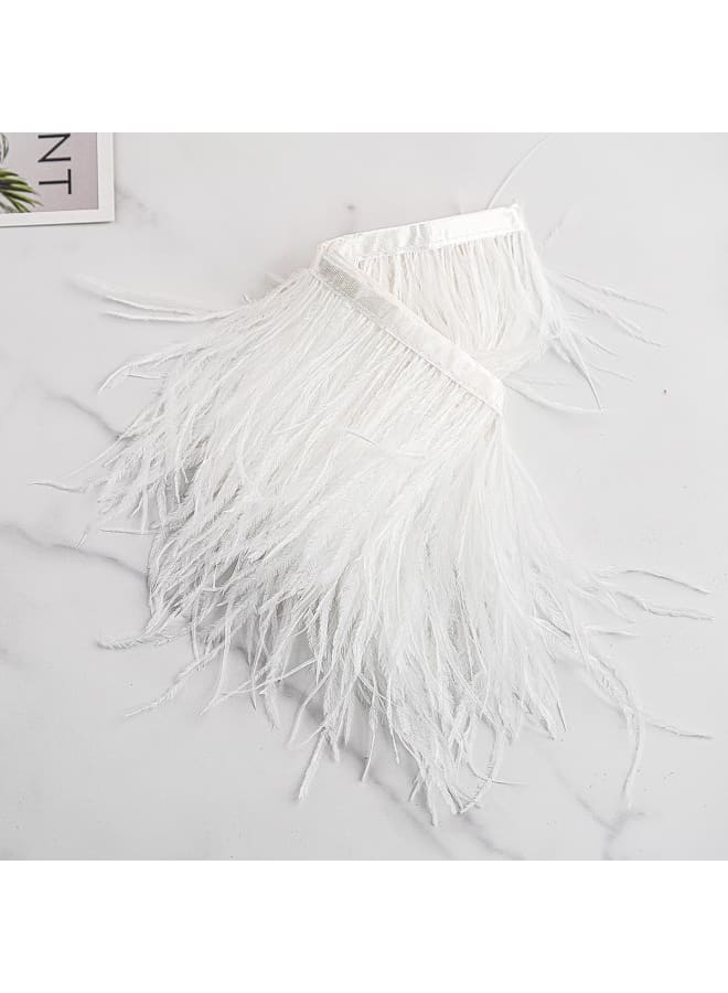 2 Yards Natural Soft Ostrich Feathers Fringe Trims Ribbon for Dress Sewing Decoration Craft Clothing Wedding Decoration Sewing Crafts 10-12cm(White)  - Image 5