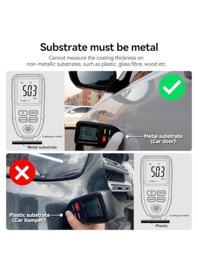 RDINSCOS Paint Thickness Gauge TC100 Car Coating Thickness Meter for Used Car Buyers, Paint Mil Thickness Meter Gauge Check The Car’s Original Coating Auto Car Paint Meter - Image 3